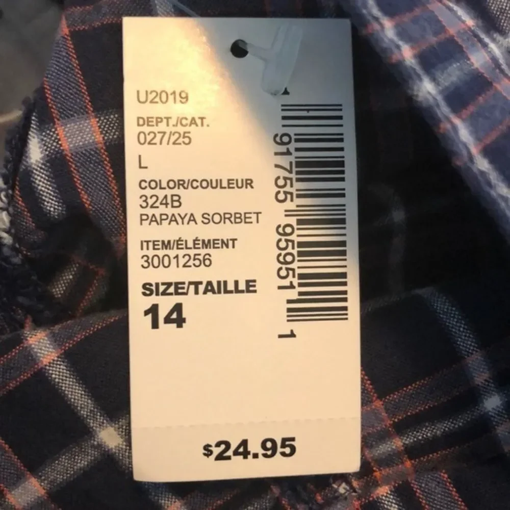 Children’s Place boy size 14 plaid blue Bermuda shirts
